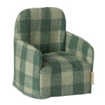 Maileg Křeslo pro myšky Maileg Green Check, zelená barva, papír, textil