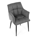 Židle jídelní, šedá vodoodpudivá látka, černý matný lak, kovové nohy