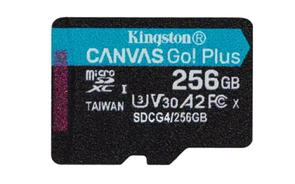 Kingston Canvas Go Plus microSDXC 256GB / UHS-I U3 / Class 10 / čtení: až 200MBs / čtení: až 200MBs / zápis: až 160 MBs (SDCG4/256GBSP)