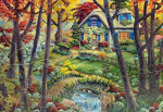 Dřevěné puzzle 400 dílků Chata lese