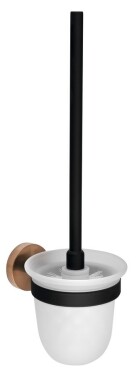 SAPHO - LARISSA WC štětka závěsná, mléčné sklo, černá/měď mat WS008BC