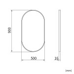 Erga Oval, oválné zrcadlo 50x90cm, černý rám, ERG-V01-OVAL-5090-BK