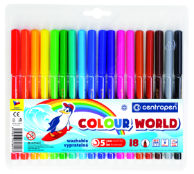 Centropen Popisovač COLOUR WORLD 7550 trojboký - sada 18 barev