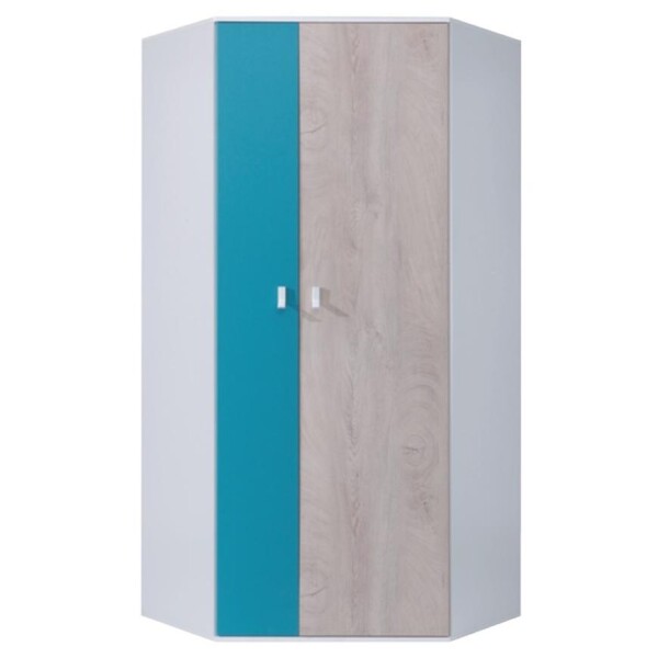 Skříň Planet 90 cm Bílý/Dub/Tyrkysový