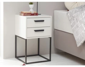 Noční stolek se 2 zásuvkami Suna, bílý