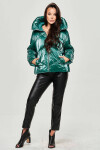 Zelená metalická krátká dámská zimní bunda puffer (omdl-022) odstíny zelené S (36)