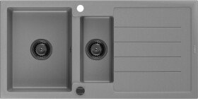 MEXEN - Andres granitový dřez s odkapávačem 1000 x 500 mm, šedá, černý sifon 6515101510-71-B