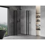MEXEN/S - Mist L sprchový kout čtvrtkruh, křídlové 80 x 80, transparent, černá 8A32L-080-080-70-00