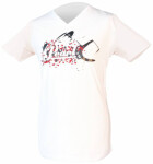 Pearl W1045 White V-Neck T-shirt Splatter Logo - velikost XL Uni-Sex