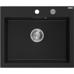 MEXEN - Elix granitový dřez 1-miska 600 x 500 mm, černá, sifon chrom 6525601005-77