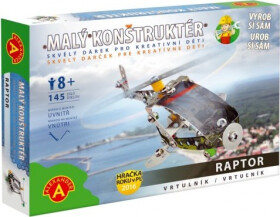 Malý konstruktér vrtulník Raptor kov 145ks stavebnice v krabici 23x17x3,5cm