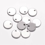 Přívěsek z nerezové oceli pro gravírování - platinový - placička - 10 x 10 x 0,8 mm - 1 ks