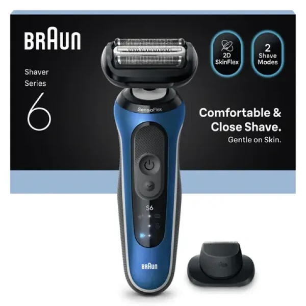 Braun Series 6 62-B1200s modrá / Planžetový holicí strojek / rychlé nabíjení (644907)