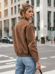 Dámská semišová bunda bomber světle hnědá FashionStreet TY5644 S