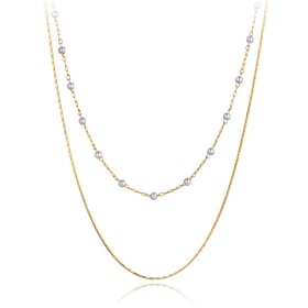 Ocelový náhrdelník Oscia Gold - chirurgická ocel, perla, Zlatá 35 cm + 5 cm (prodloužení)