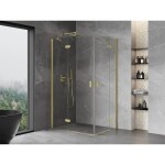 MEXEN/S - Mist H Duo sprchový kout dveře křídlové 90 x 75, transparent, zlato kartáčovaná 8A5-090L-075P-55-00
