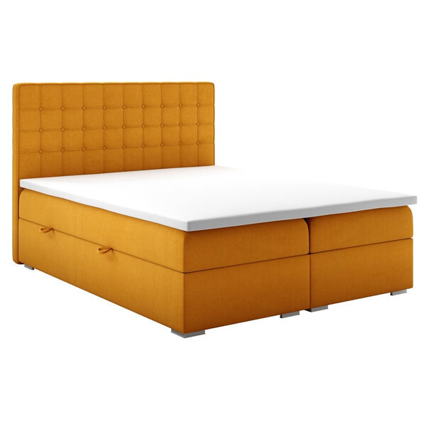 Čalouněná postel Charlize 120x200, žlutá, vč. matrace a topperu