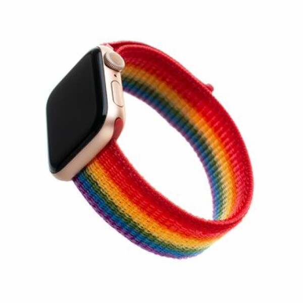 FIXED Nylon Strap Nylonový řemínek pro Apple Watch 44mm Watch 42mm duhová (FIXNST-434-RA)