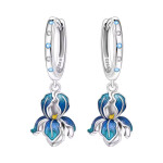 Stříbrné náušnice s modrým květem - stříbro 925/1000, Modrá