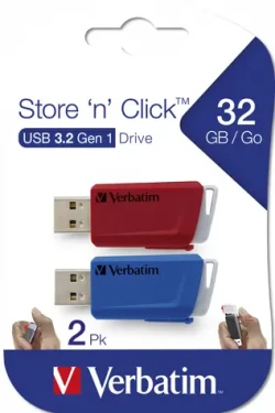 Verbatim Store 'n' Click 2Pack 32GB / 2x Flash disk / USB-A 3.2 Gen 1 / čtení: až 80MBs / zápis: až 25MBs (49308)