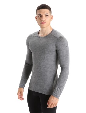 Pánské merino tričko s dlouhým rukávem ICEBREAKER Mens 200 Oasis LS Crewe, Gritstone Heather velikost: XXL