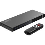 Digitus DS-55345 4 + 2 porty HDMI přepínač LED ukazatel, s dálkovým ovládáním, UHD, kovový ukazatel, lze spínat jednotli