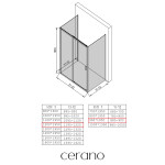 CERANO - Třístěnný sprchový kout Varone LINE U L/P - 6 mm - černá matná, transparentní sklo - 120x90x195 - posuvný CER-DY50514095