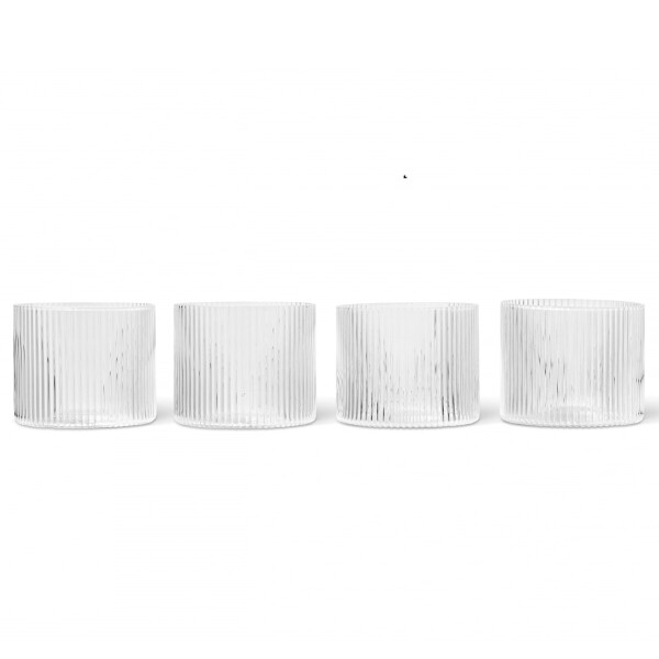 Ferm Living Skleničky Ripple Low Clear 200 ml – set 4 ks, čirá barva, sklo