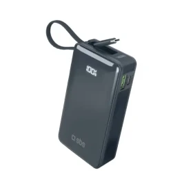 SBS 10000 mAh tmavě šedá / Powerbanka / 20 W / integrovaný kabel USB-C / LCD displej (TTBB10000LCDTCPD20B)