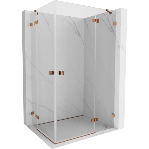 MEXEN/S - Lunar Duo sprchový kout dveře křídlové pravá 115 x 85, transparent, růžové zlato 834-115P-085L-60-00