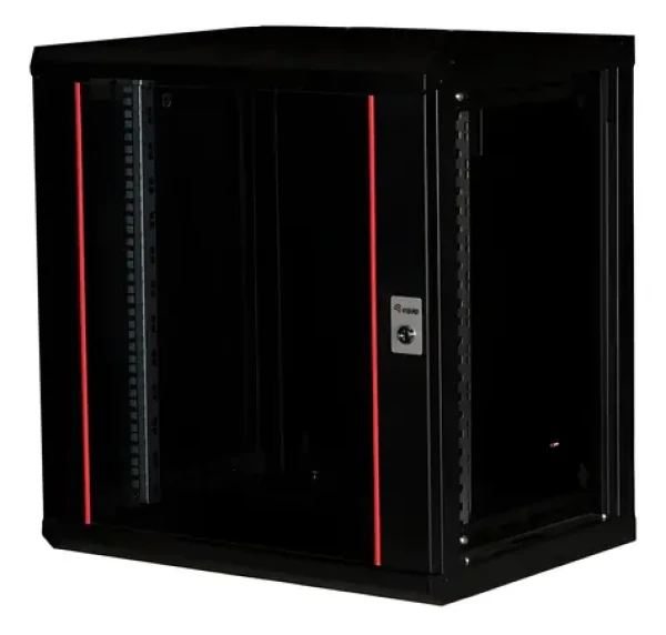 Equip nástěnný rozvaděč 12U 600×450 černá / Nástěnný rozvaděč / 19" / Skleněné dveře / Pasivní chlazení (EPM-12-6045-B-CBAA)