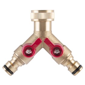 STREND PRO 219357 Šroubení mosazné rozdvojka, sys. 1/2", 2x ventil, závit vnitřní 3/4"