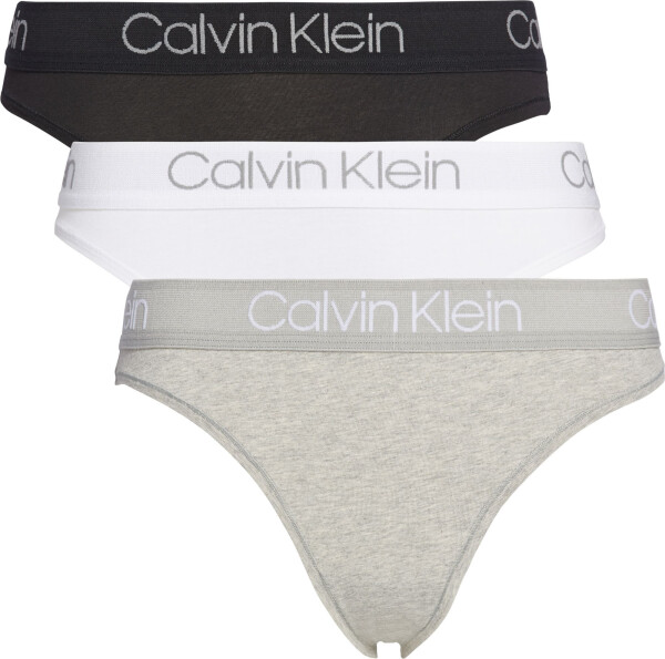 Dámská tanga 3 Pack 000QD3758E999 černá/bílá/šedá - Calvin Klein L