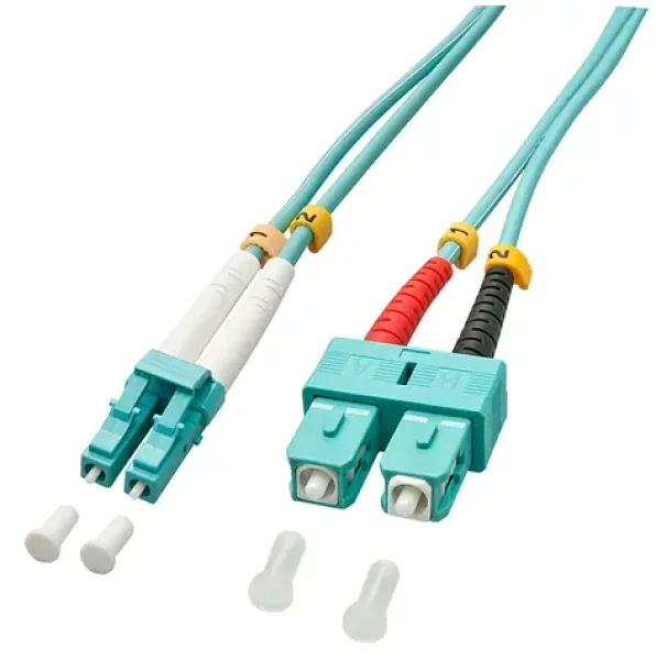 Lindy LC/SC tyrkysová / Optický patch kabel / Duplex OM3 Multimode / 50/125 µm / 2 m (46391)