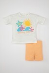 DEFACTO Baby Girl Printed Short Sleeve T-Shirt Shorts Piece Set