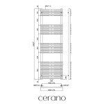 CERANO - Koupelnový radiátorový set Luigi - kombinované výtápění, termo tyč - středové připojení 50 mm - 600W - černá matná - 1600x500 mm CER-663427