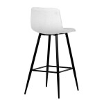 Židle barová, bílá látka, čtyřnohá kovová podnož, černý mat