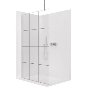 CERANO Sprchová zástěna Walk-in Onyx Top Round L/P - 8 mm - kulatá vzpěra - chrom, industriální sklo - 120x200 cm