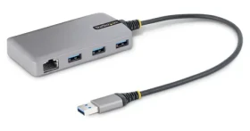 StarTech USB Hub 3 porty šedá / USB rozbočovač / 3x USB-A / Gigabit Ethernet / USB 3.2 Gen 1 (5G3AGBB-USB-A-HUB)