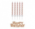 Dortisimo Godan svíčky růžovo-zlaté s nápisem Happy Birthday (16 ks)