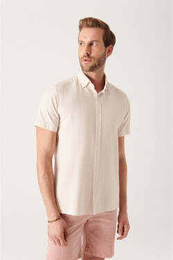 Avva Men's Stone Geometric Textured Short Sleeve Shirt