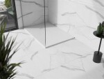MEXEN/S - Stone+ obdélníková sprchová vanička 90 x 70, bílá, mřížka bílá 44107090-W