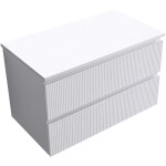 CERANO Koupelnová skříňka Carole + deska pod umyvadlo Navira Slim - 18 mm - bílá matná rýhovaná - 80x49,8x46 cm