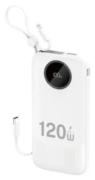 Dudao K13 bílá / Powerbanka / 10000 mAh / integrovaný kabel