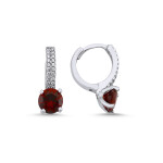 LUNICA Elegantní stříbrné náušnice GARNET 0482