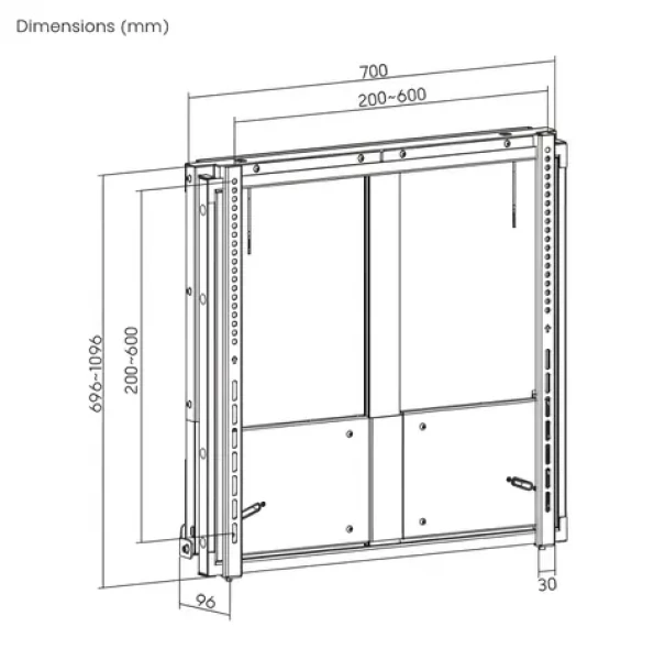 Equip 650345 / Nástěnný držák TV / 55"-86" / ručně výškově nastavitelný / nosnost 65 kg / VESA max. 600x600 (650345)