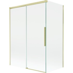 MEXEN/S - Rox vanová zástěna 2-křídlová posuvná 120 + 70 x 150, transparent, zlatá kartáčovaná 8C9-120-070-55-00