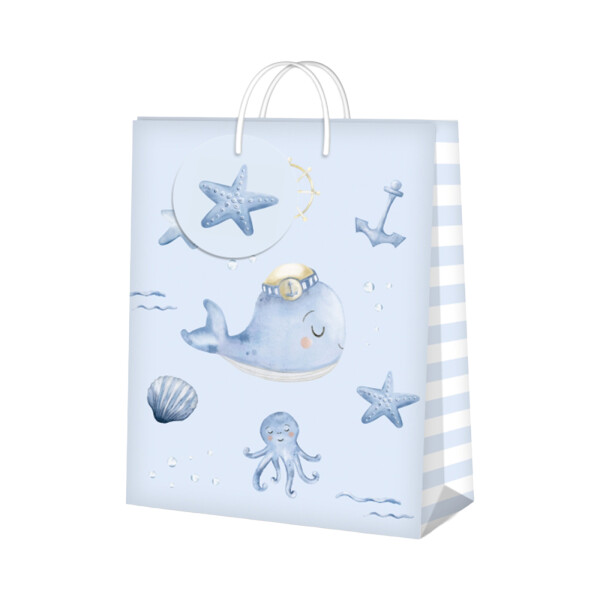 Dárková taška velká - Narození chlapečka velryba (26 × 12,7 × 32,4 cm) - Albi