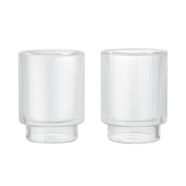 Ferm Living Sklenice Ripple Thermal 220 ml – set 2 ks, čirá barva, sklo