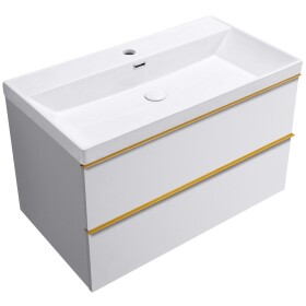 CERANO - Koupelnová skříňka Velora - bílá matná, úchytka zlatá - keramické umyvadlo Viano - 81,2x67,6x46,5 CER-780908